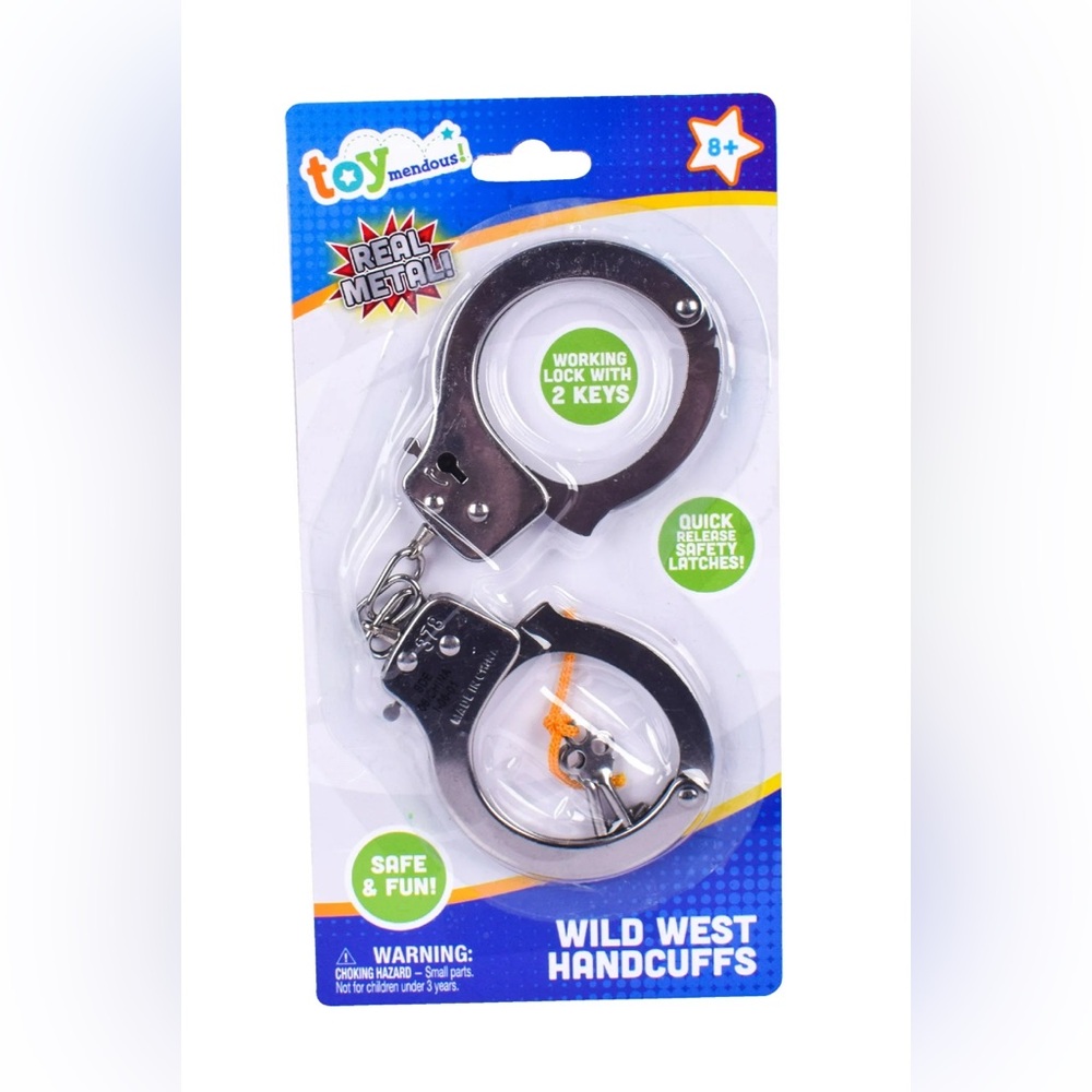 Toymendous Real Metal Handcuffs with Keys – Toys for Children Ages 8+, 1 Pack